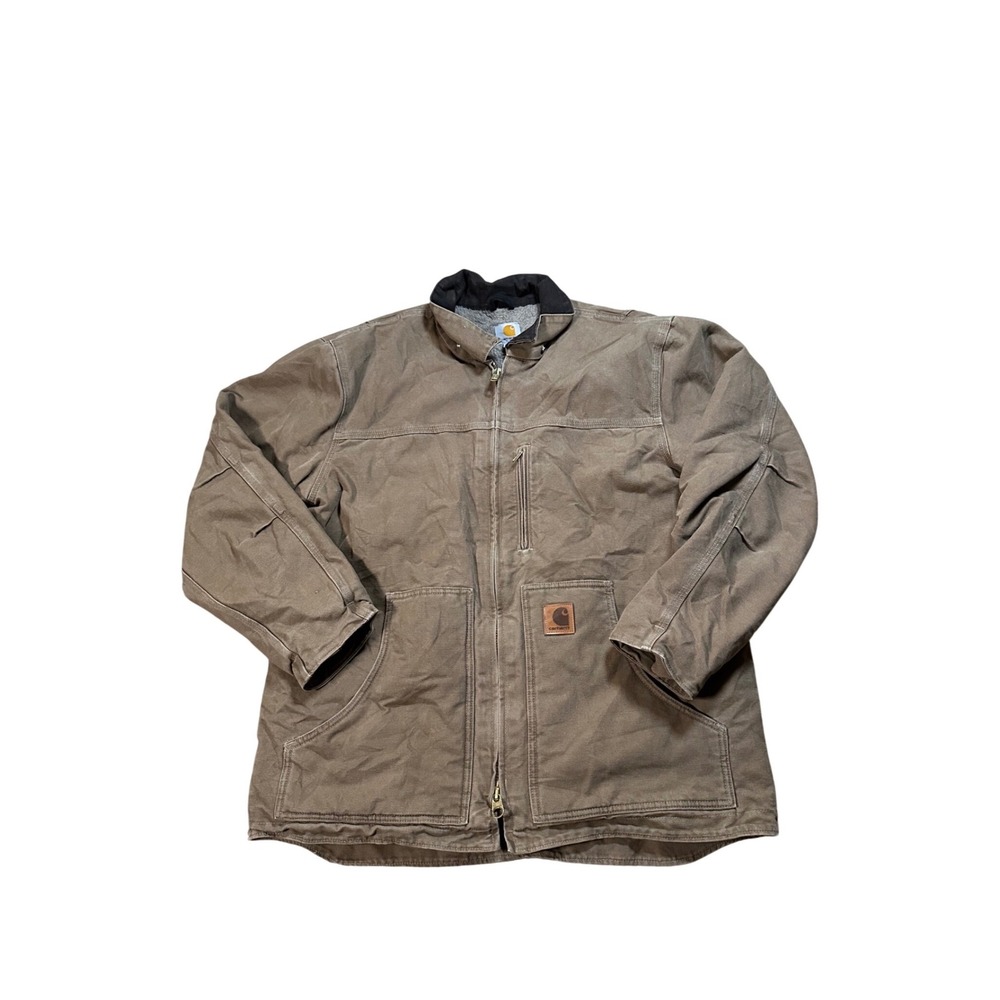 Carhartt‎ Ridge Coat Mens Large Brown Sherpa Lined Canvas Work Jacket C61 FRB